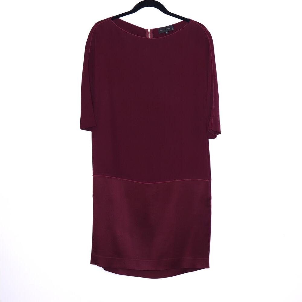JENNIFER TATTANELLI Panel Shift Dress Burgundy Half Sleeves Women's 40/ US 8